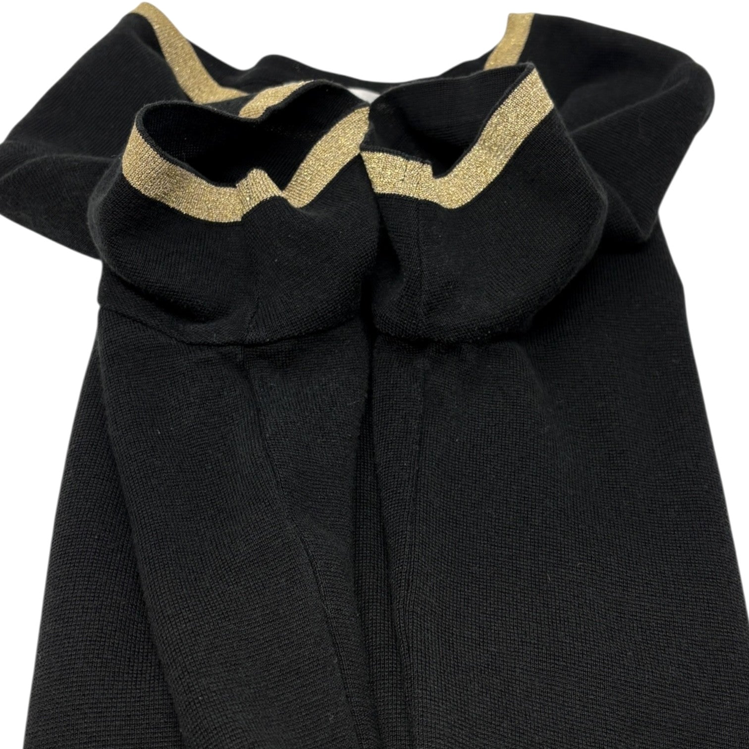 Yves Saint Laurent Vintage YSL Logo Knit T-shirt Top #M Black Gold Cotton