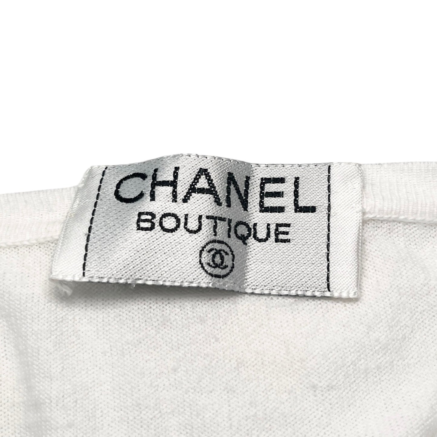CHANEL Vintage CC Logo Long Sleeve Knit Sweater Top White Cotton 106972