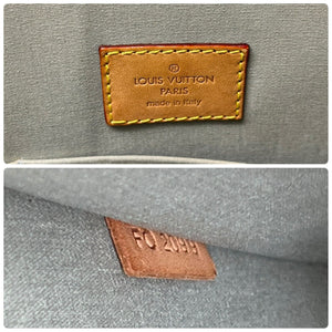 LOUIS VUITTON Vintage M40269 Monogram Mirror Sac Plat Tote Bag Silver Leather