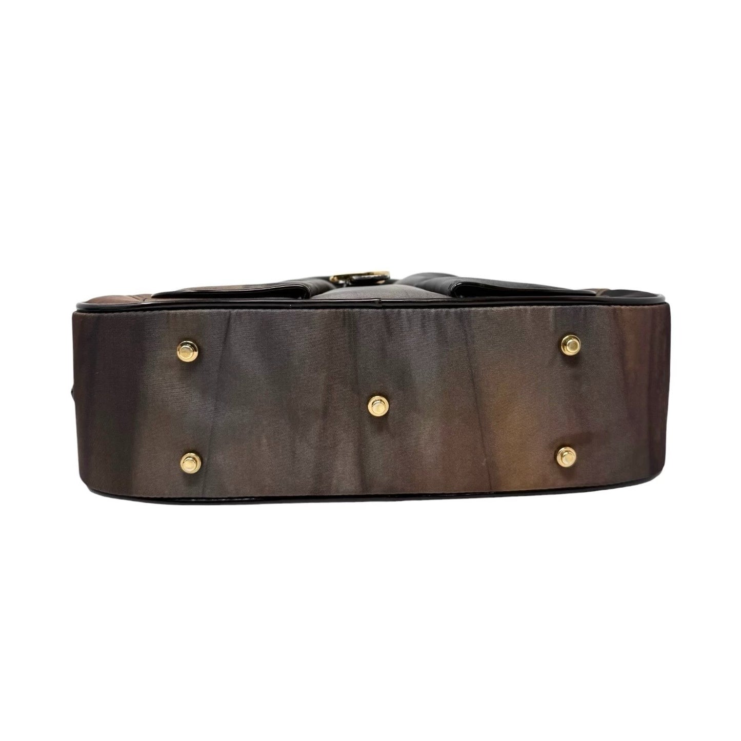 Christian Dior Vintage Double Saddle Bag Geometric Brown Nylon Patent 902265
