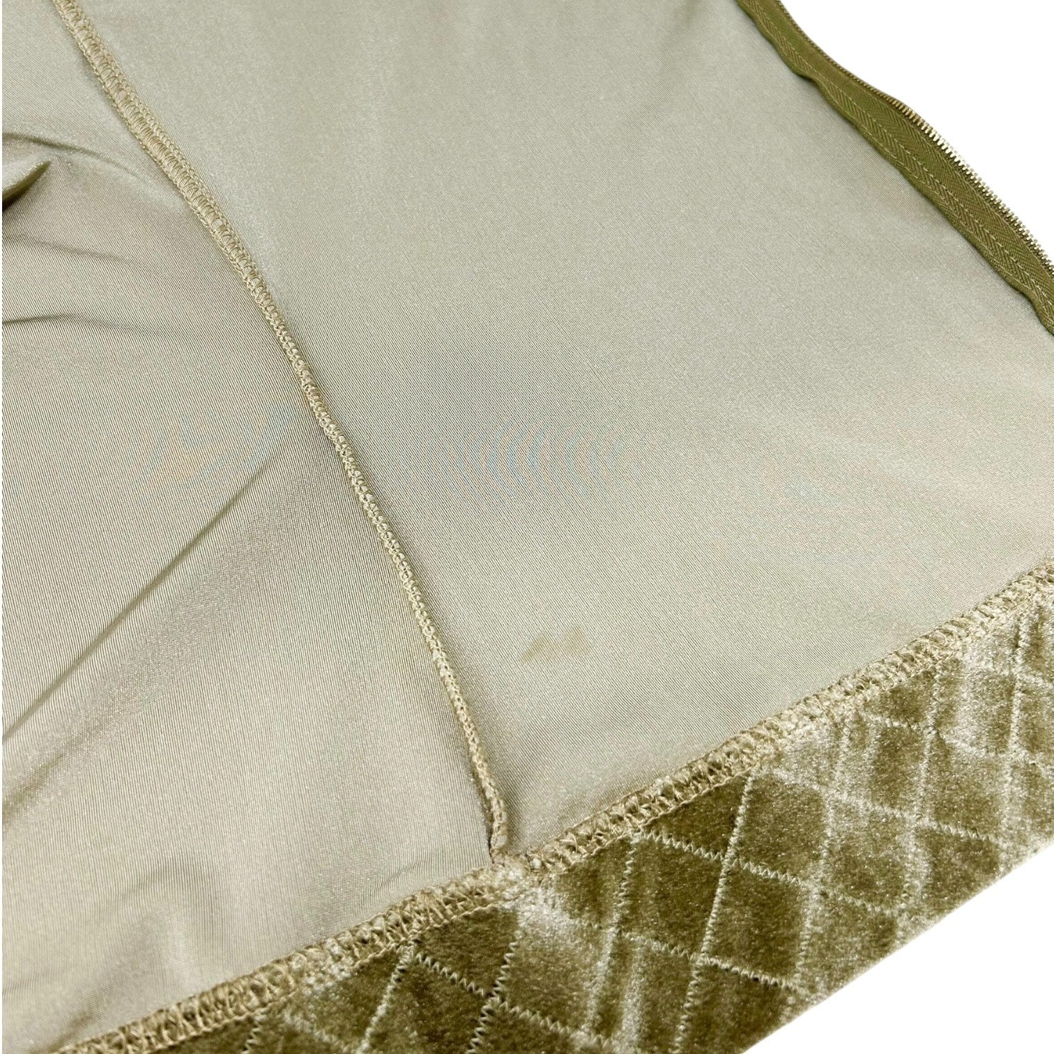 CHANEL Vintage 05C Hoodie Parka Jacket Cropped Zip Velvet #36 Khaki Nylon Zip