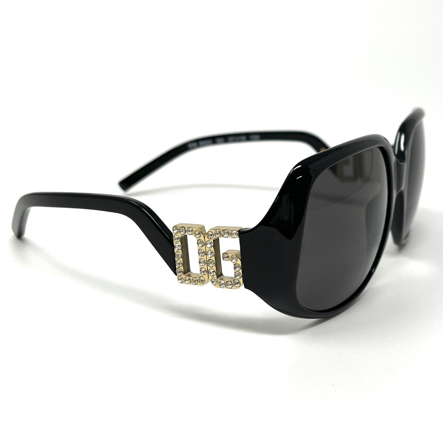 DOLCE&GABBANA Logo Sunglass Shades Accessory Rhinestone Black Glod RankA