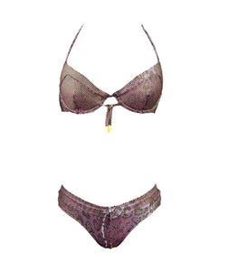 Christian Dior Vintage Swimwear Swimsuit Bikini #36 Animal Print Purple RankAB+