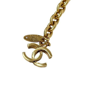 CHANEL Vintage CC Logo Chain Belt Accessory Metal Gold Charm Rank AB