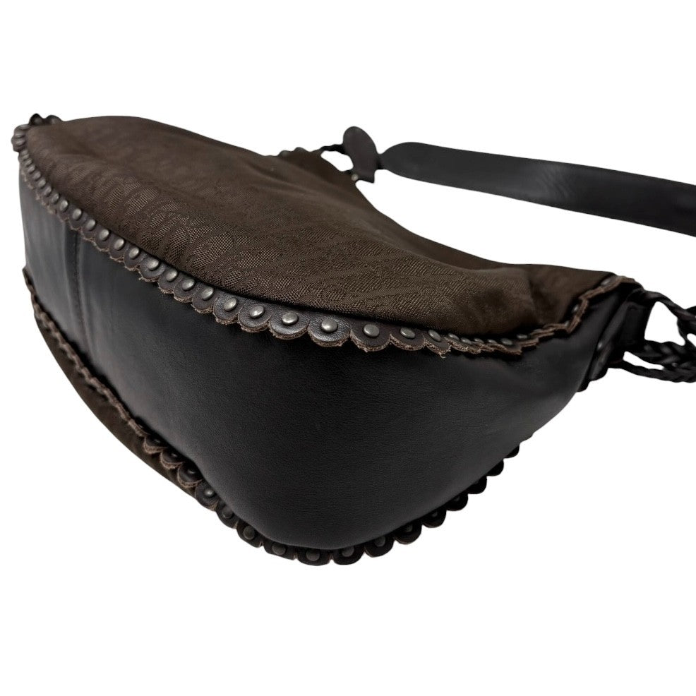 Christian Dior Vintage Trotter Monogram Ethnic Shoulder Bag Heart Brown 902469
