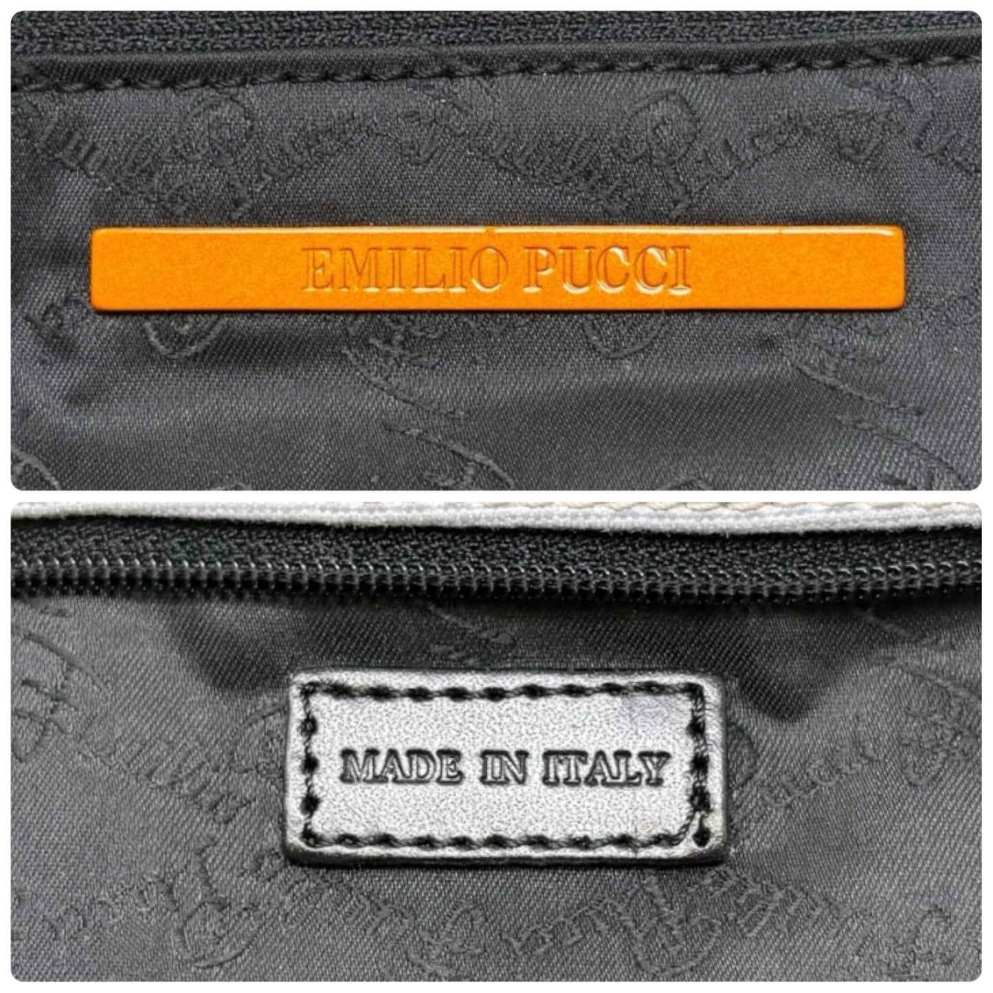 EMILIO PUCCI Vintage Logo Geometric Multicolor Printed Canvas Square Tote Bag