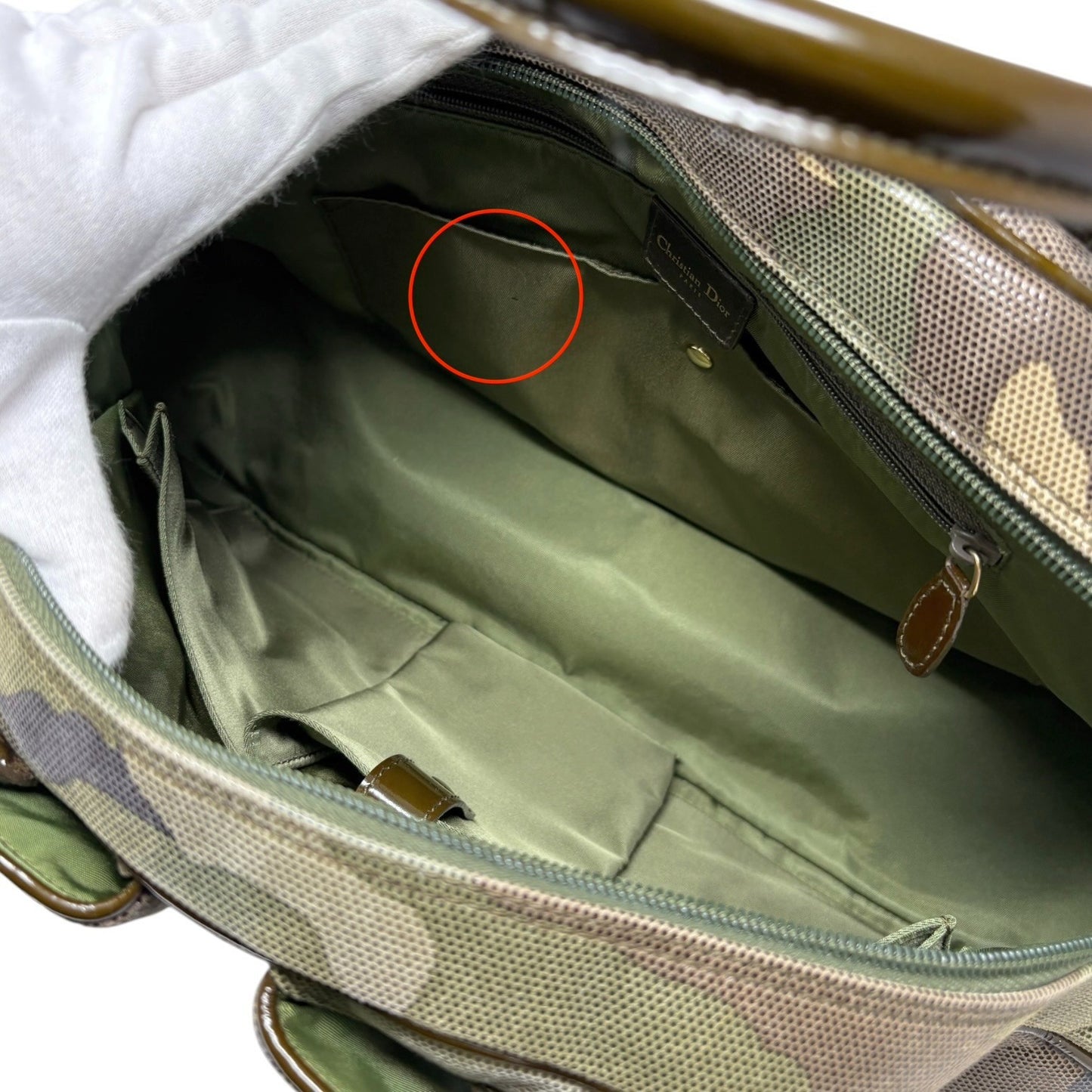 Christian Dior Vintage 2000 Camouflage Double Saddle Bowler Bag Khaki 902423