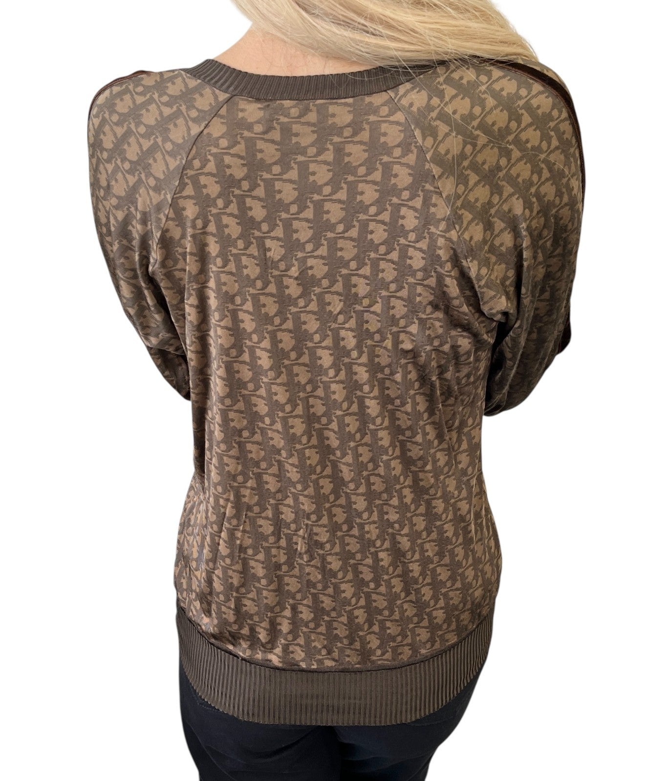 Christian Dior Vintage 2005 Trotter Monogram Stretch Satin Top #36 Brown