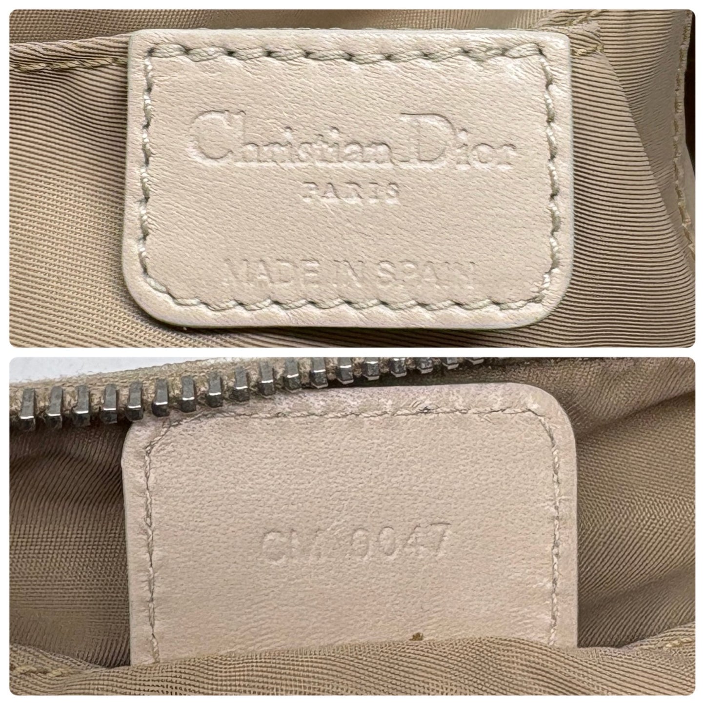 Christian Dior Vintage 2007 Romantique Trotter Monogram Bag Ribbon Beige 901856