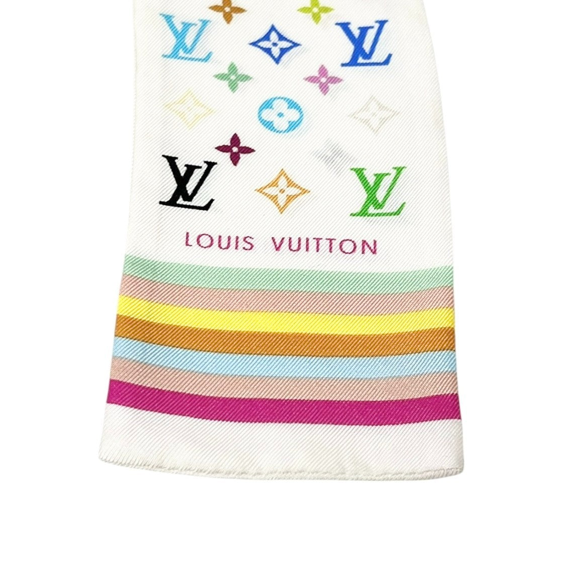LOUIS VUITTON Vintage LV Monogram Multicolor Bandeau Scarf Silk Hair Accessory