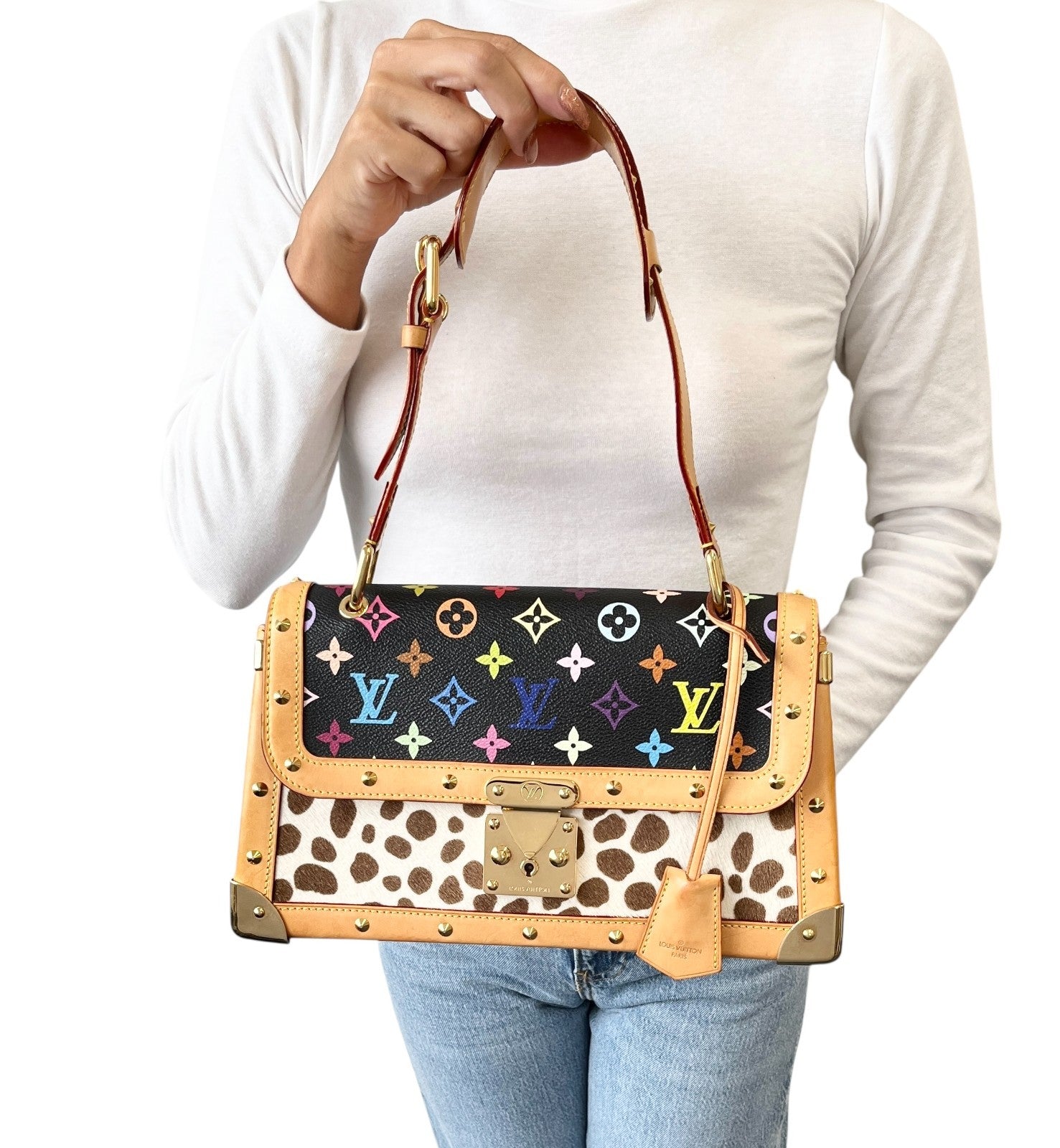 LOUIS VUITTON Vintage Monogram Multicolor Sac Dalmatian Bag Pony Calf Hair