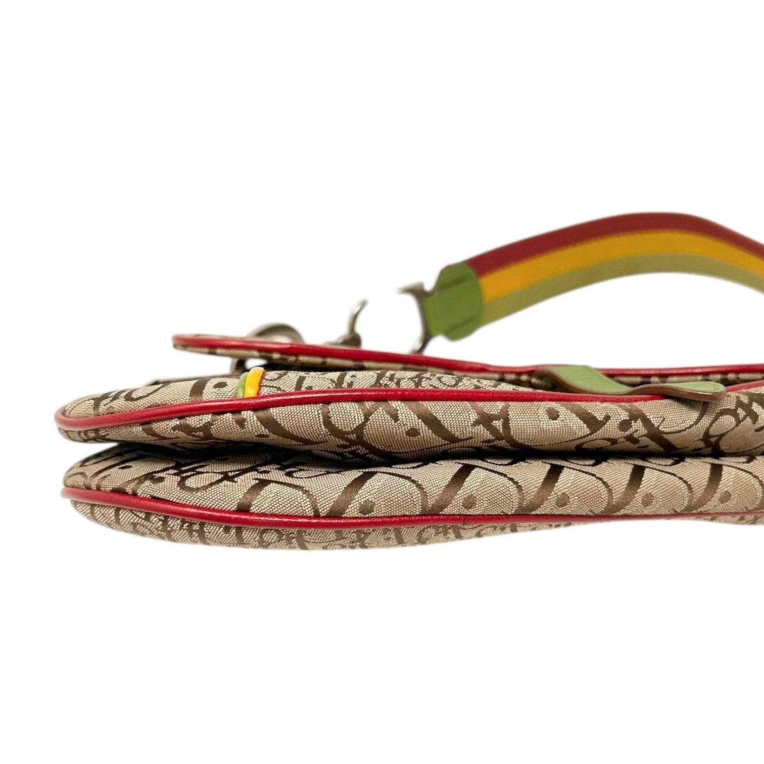 Christian Dior Vintage 2004 Trotter Monogram Logo Saddle Bag Rasta Brown PVC