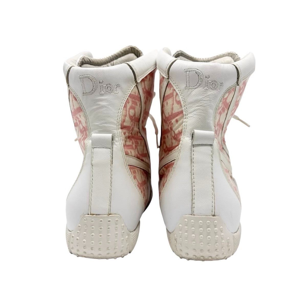 Christian Dior Vintage Trotter Monogram High-top Sneakers #37 Pink White 902257