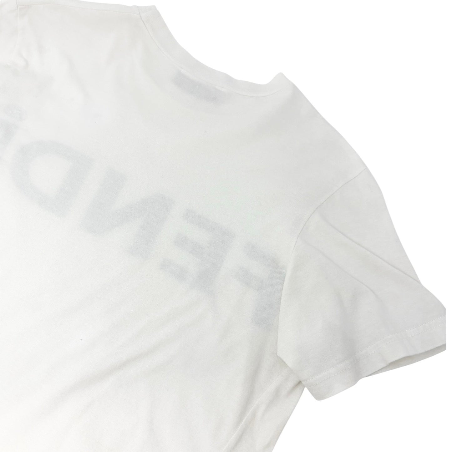 FENDI Vintage Big Logo T-shirt Top #40 White Black Cotton Short Sleeve