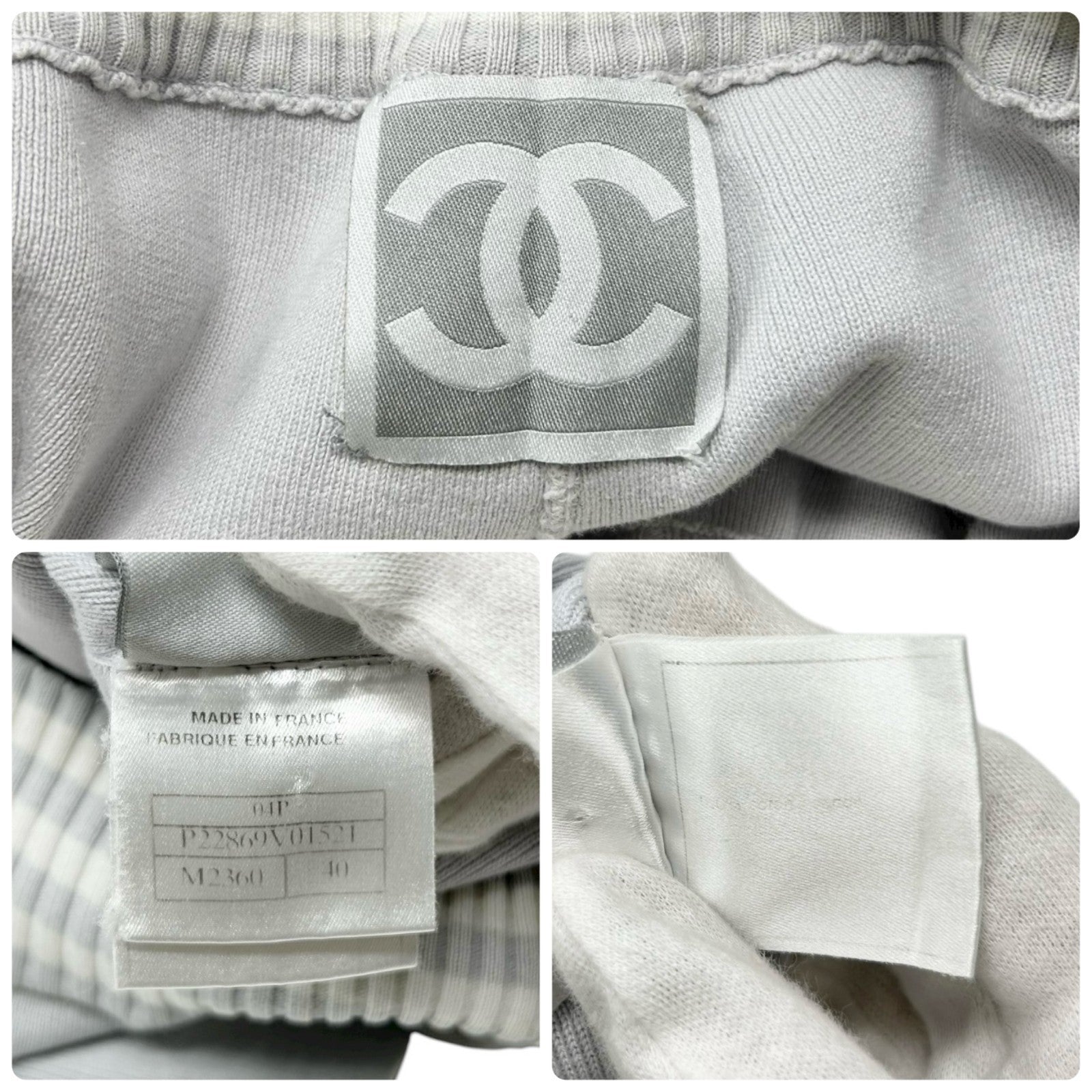CHANEL Sport Vintage 04P CC Logo T-shirt Shorts Set Cotton Gray Short Pants