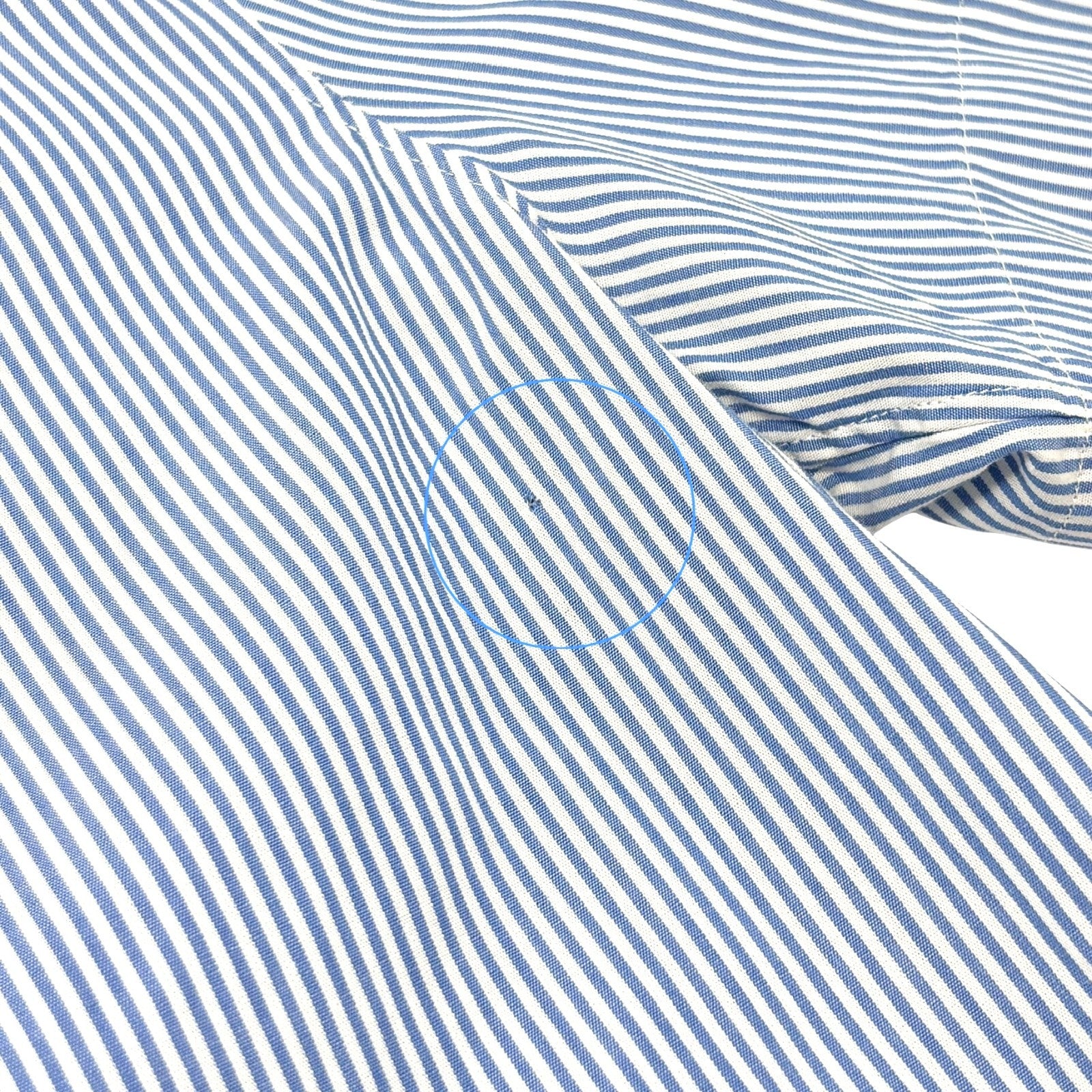 CHANEL Vintage 99P CC Logo Shirt Top #40 Button Up Stripe Blue Short Sleeve