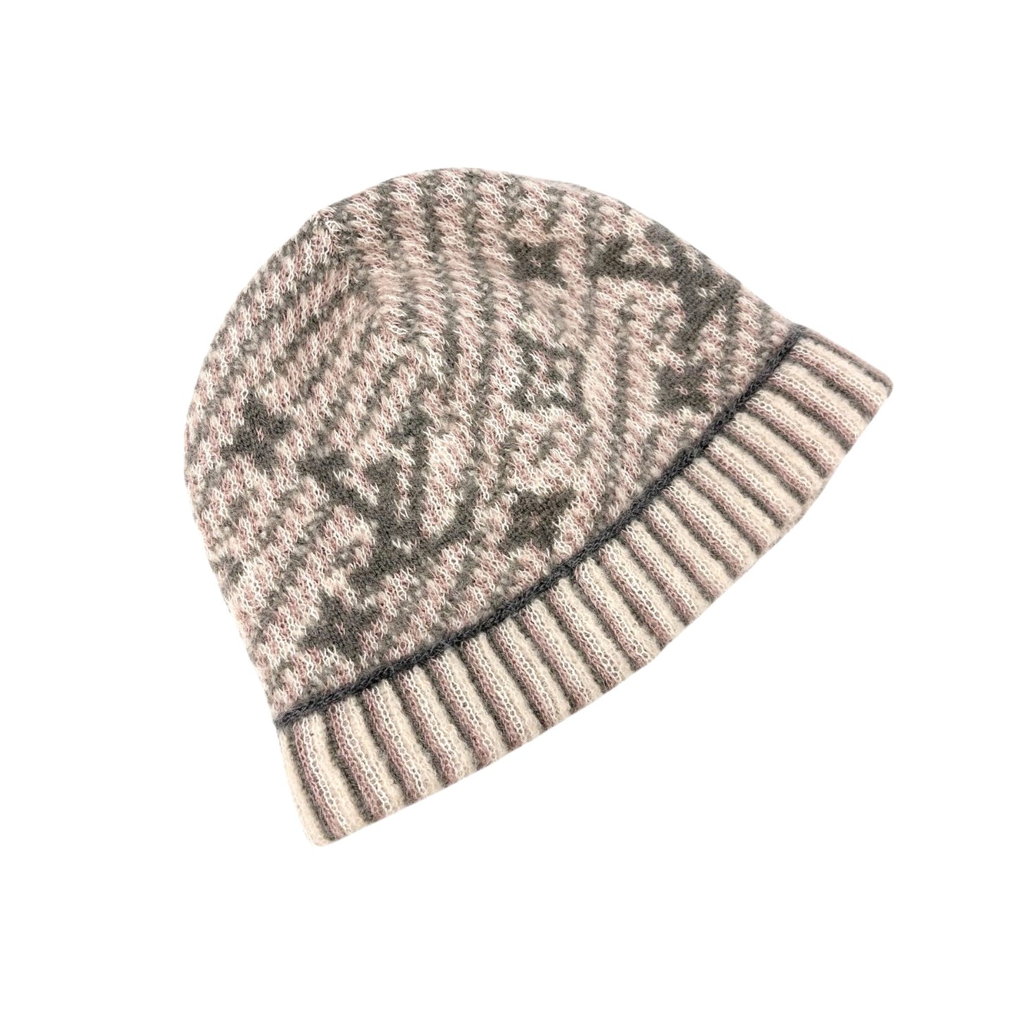 LOUIS VUITTON Vintage Knit Cap Beanie Hat Mohair Wool Gray Multicolor LV Logo