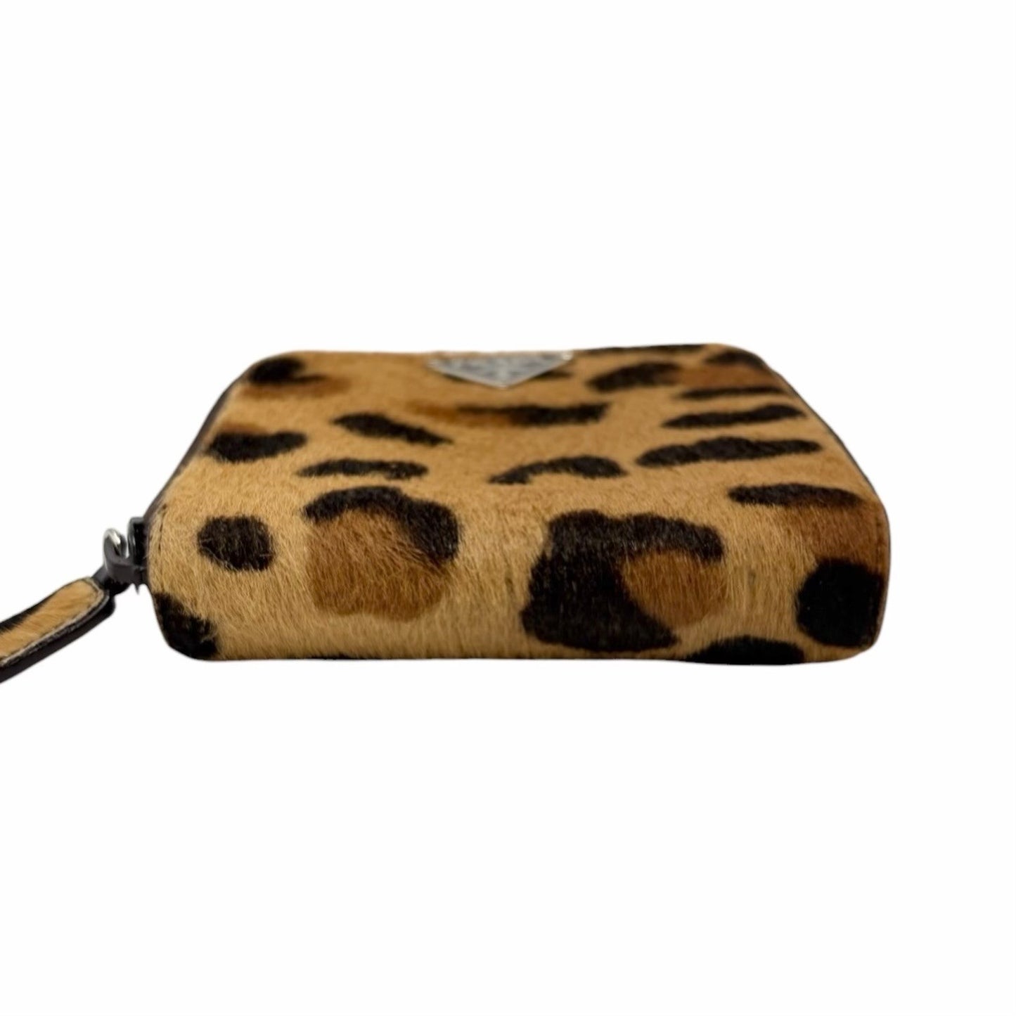 PRADA Vintage Logo Leopard Wallet Purse Pony Calf Hair Leather Brown 901838
