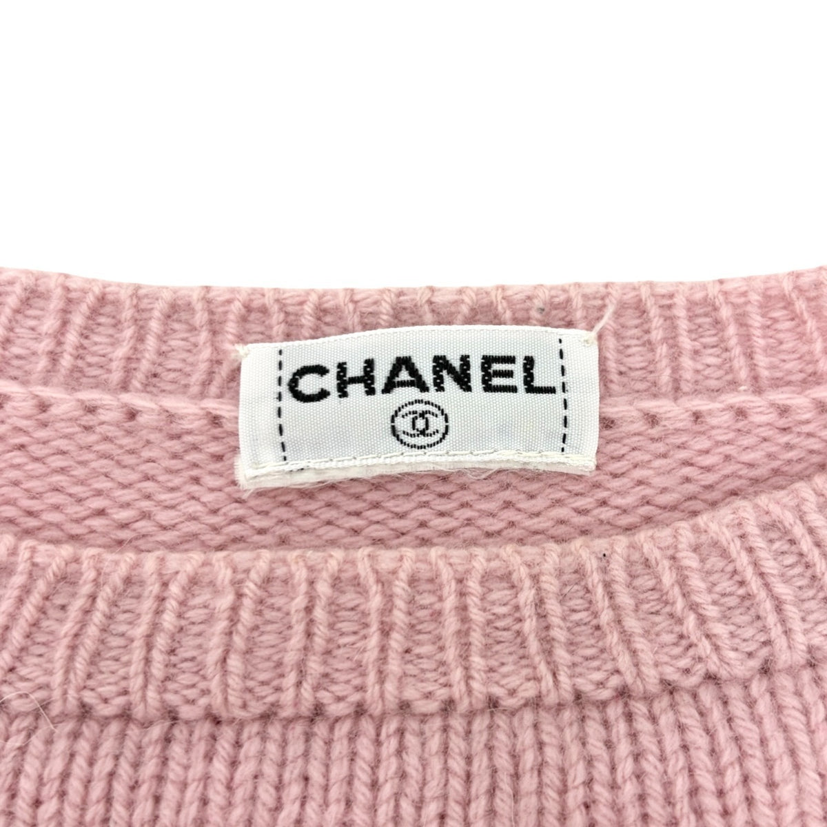 CHANEL Vintage 95A CC Logo Cashmere Knit Sweater Top Camellia #S Pink 902400