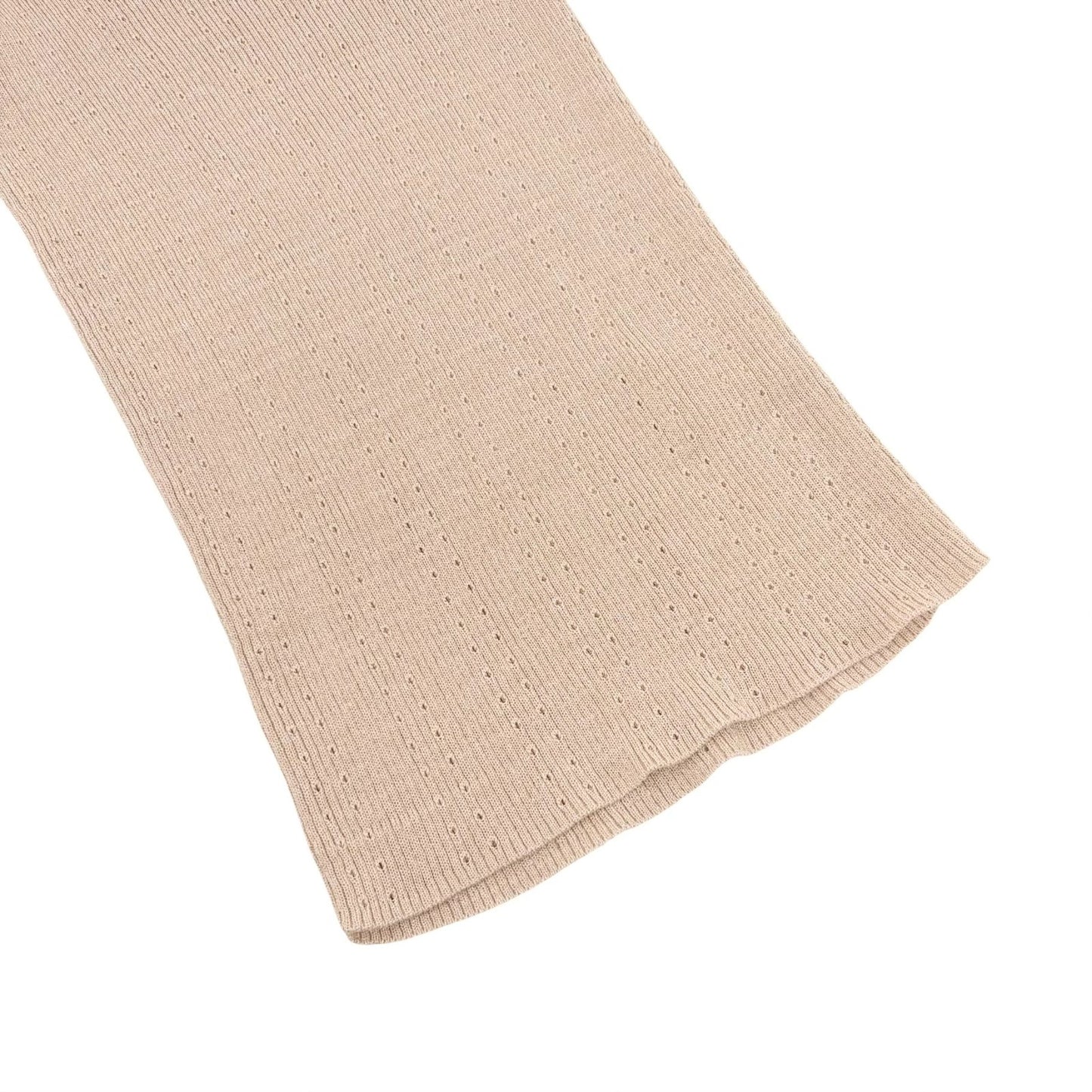 CHANEL Vintage 09P CC Logo Rib Knit Tank Top #34 Beige Sleeveless 902428