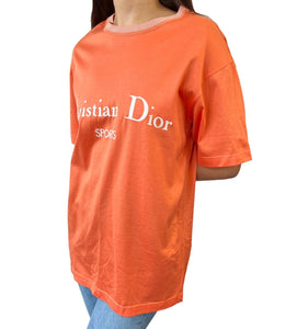 Christian Dior Sports Vintage Big Logo T-shirt #M Top Orange Cotton Rank AB