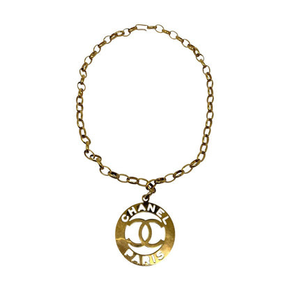 CHANEL Vintage Big CC Logo Gold Chain Belt Necklace Accessory Metal 901932
