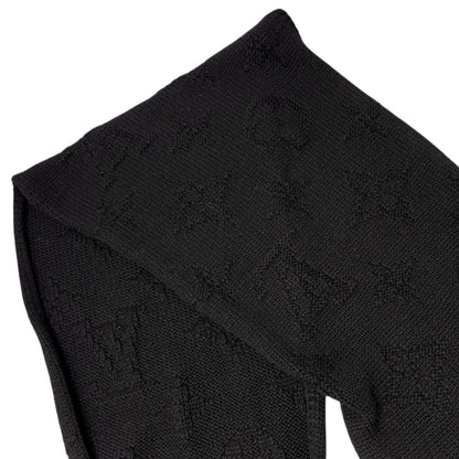 LOUIS VUITTON Vintage Monogram Escharpe Fur Scarf Shawl Black Cashmere Logo