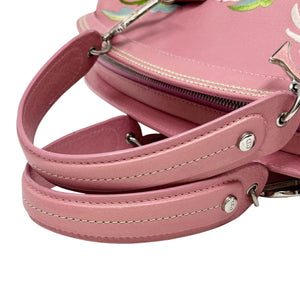 Christian Dior Vintage 2005 Logo Embroidered Mini Boston Bag Pink Silver Leather