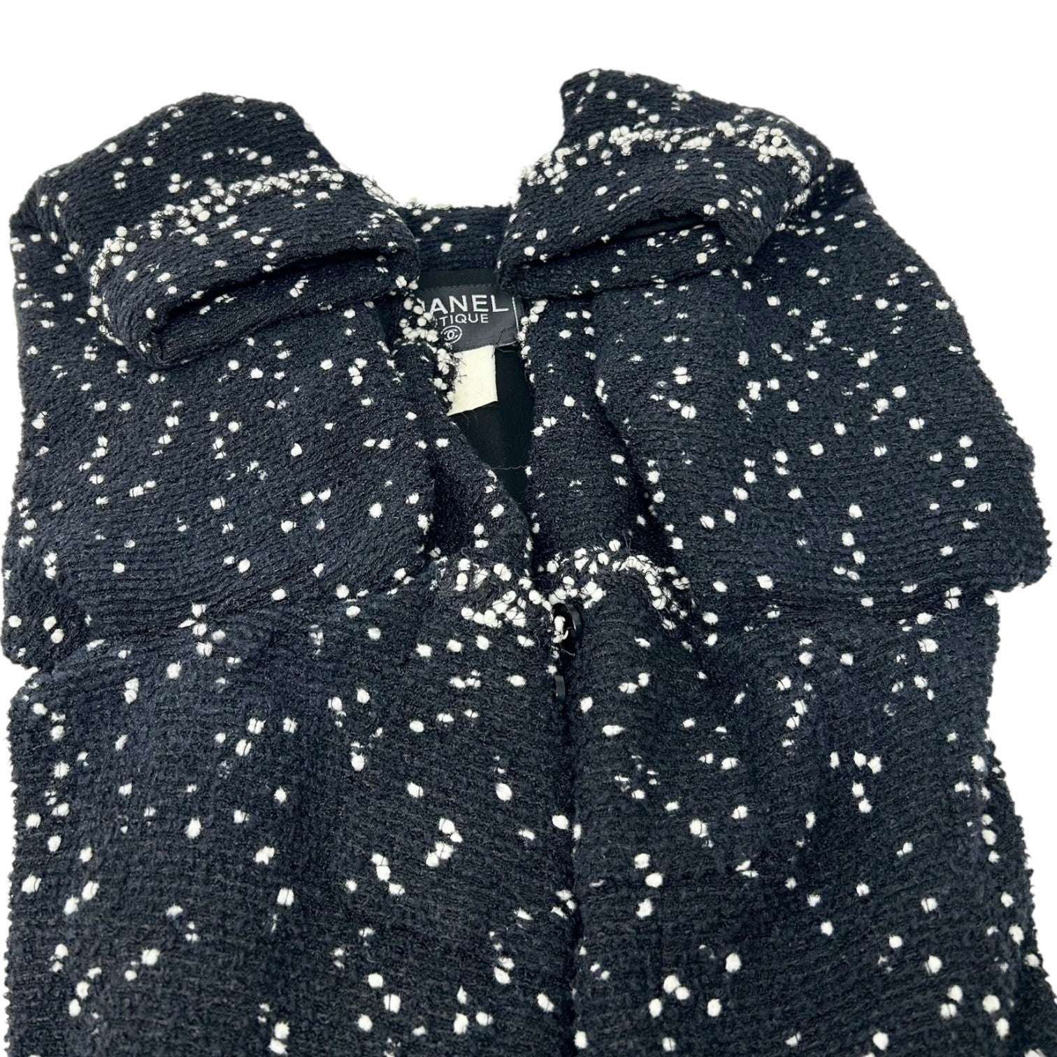 CHANEL Vintage 95A CC Logo Tweed Jacket Blazer #40 Black Wool Long Sleeve