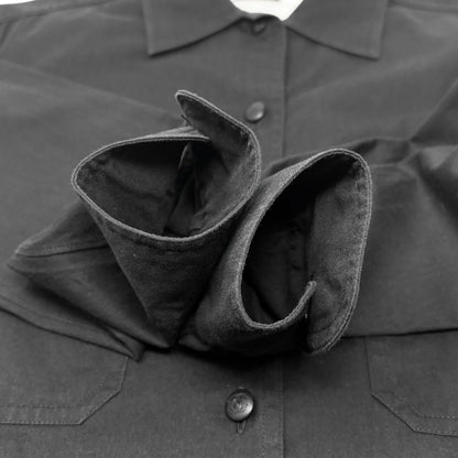 CHANEL Vintage P08155 CC Button Up Oversized Shirt Long Sleeve #36 Black Cotton