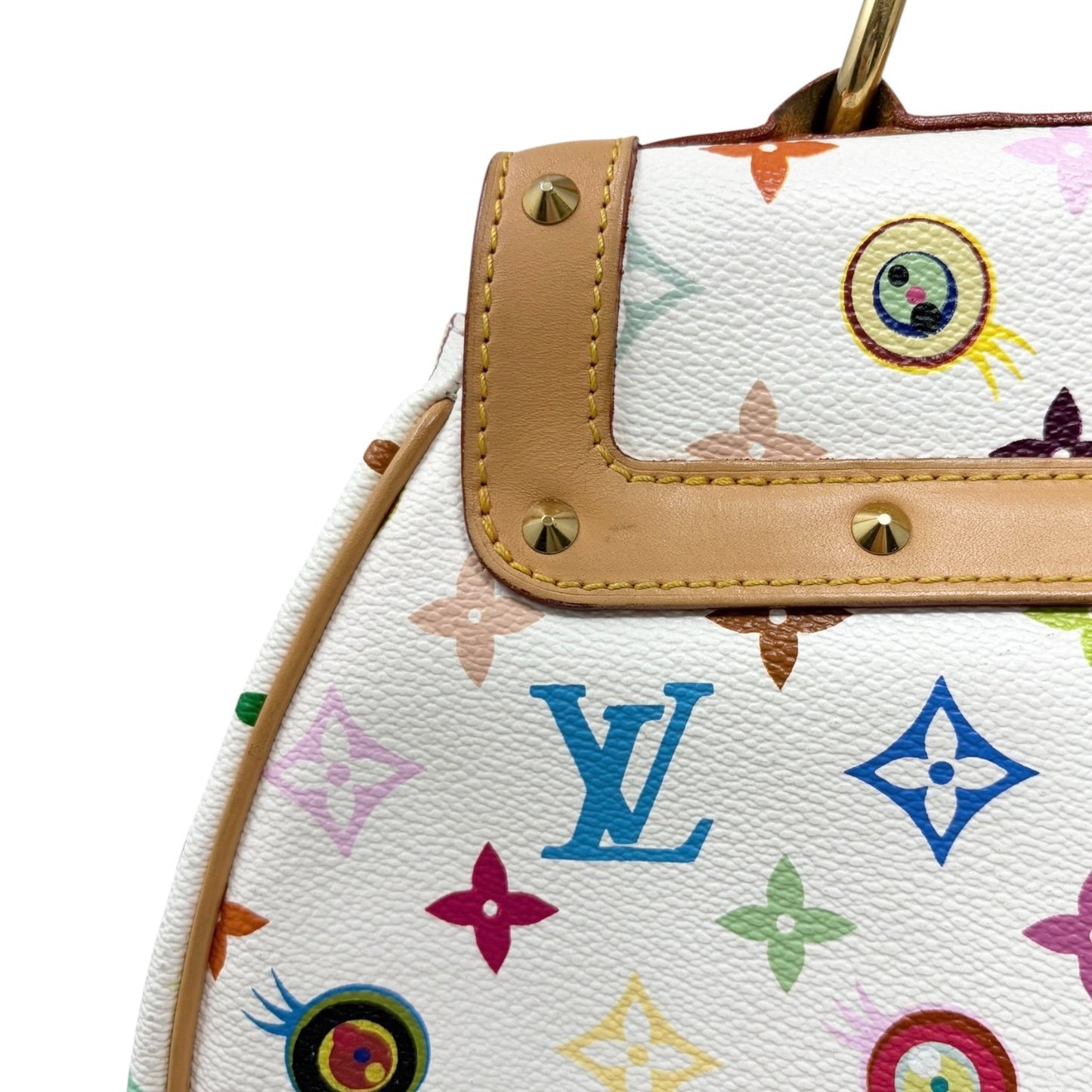 LOUIS VUITTON Vintage Eye Love Monogram Multicolor Key Tote Bag Beige 106912
