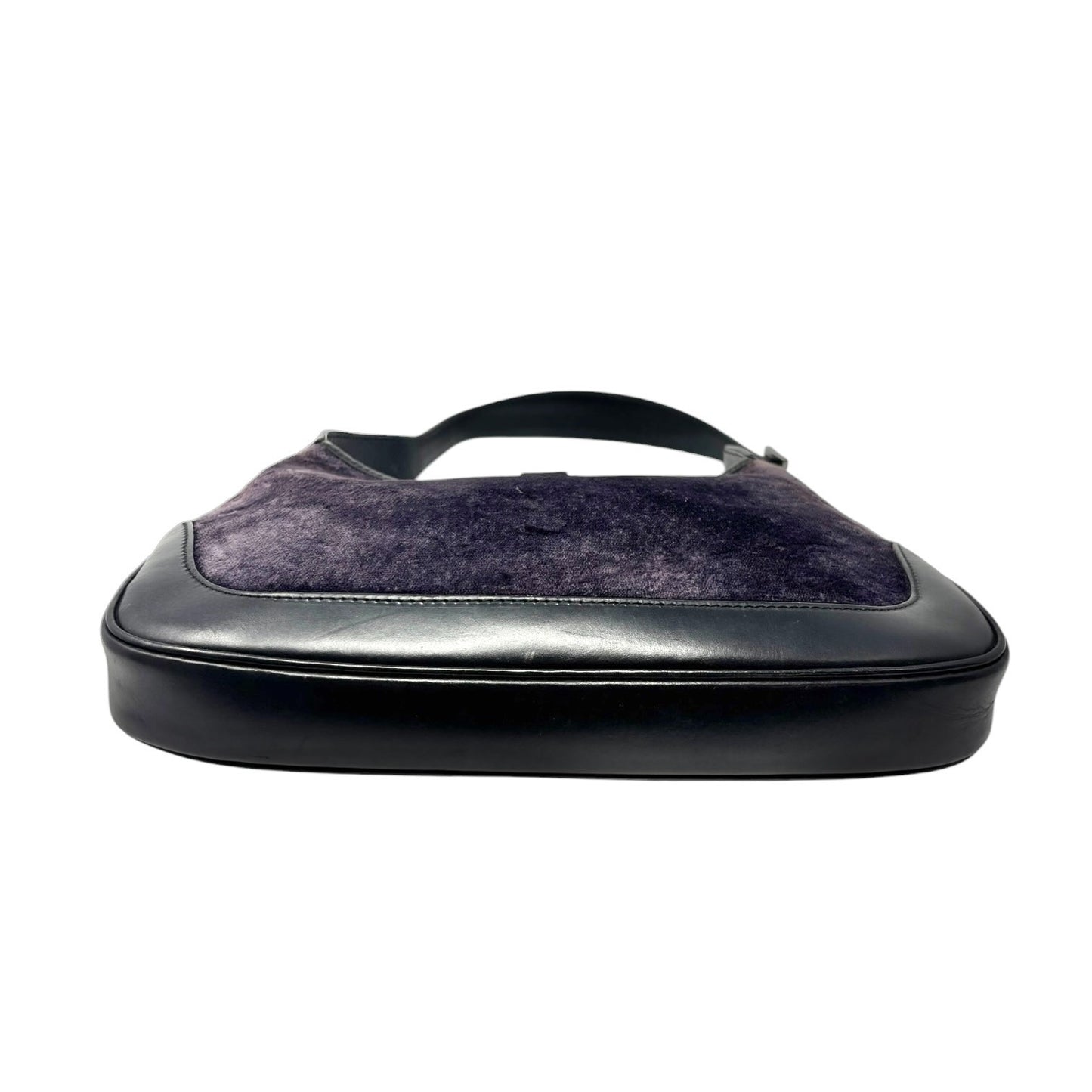GUCCI Vintage Logo Jackie Velour Shoulder Bag Handbag Purple Black 902061