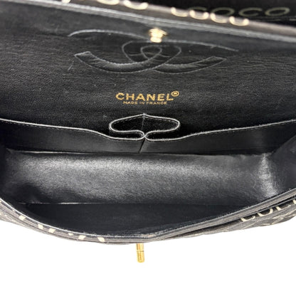 CHANEL Vintage CC Logo Print Turnlock Quilted Chain Shoulder Bag Black 902275