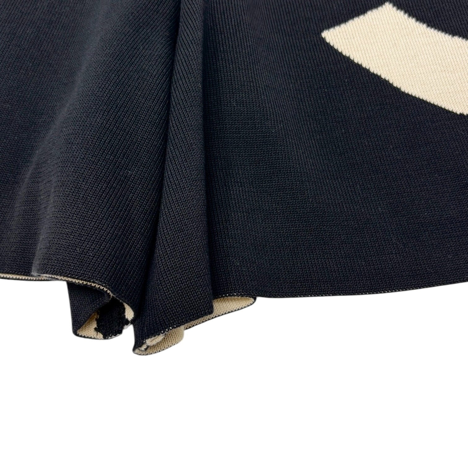 CHANEL Vintage 03A CC Logo Knit Short Pants #38 Pocket Black Cream Cotton