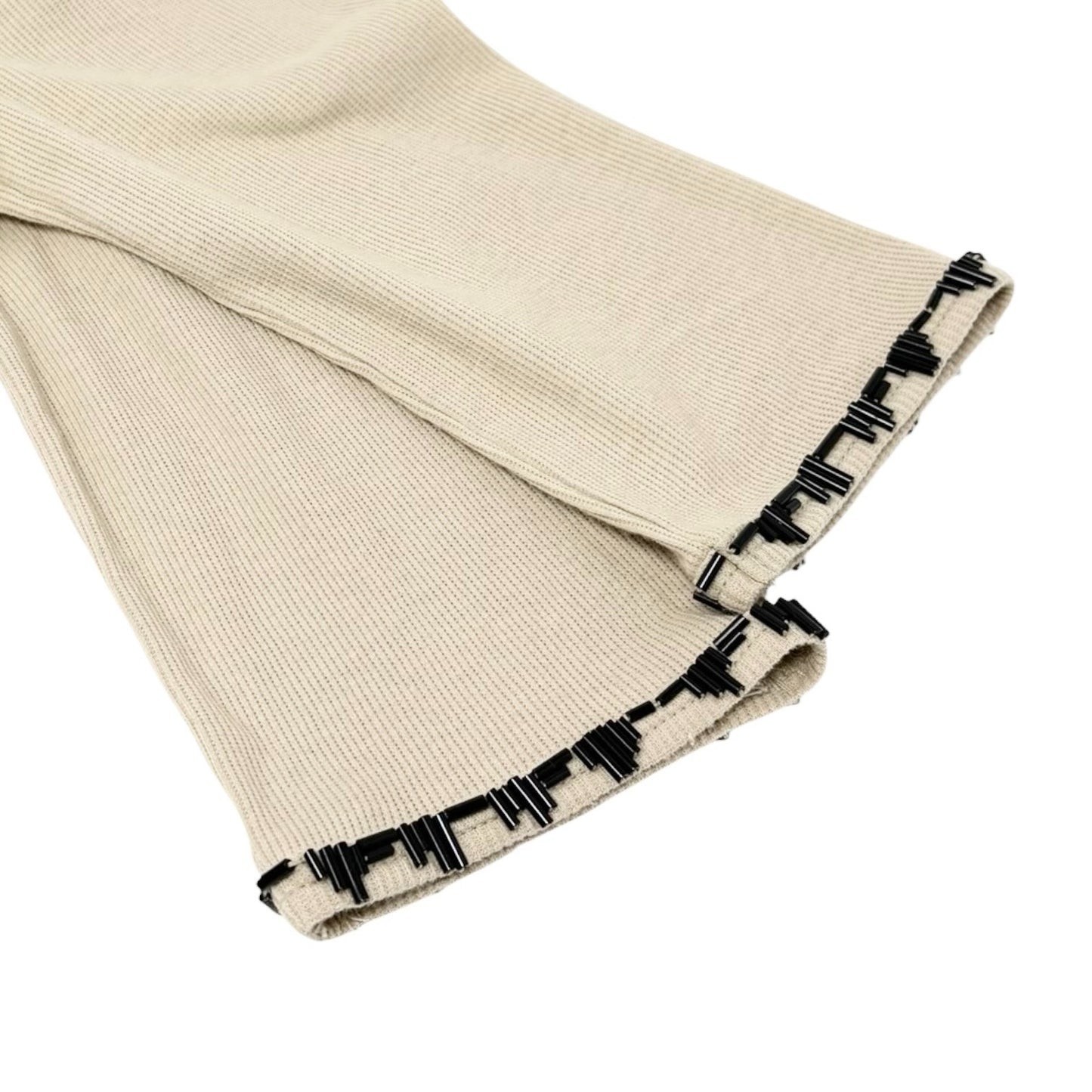 LOUIS VUITTON Vintage Beads Knit Long Sleeve Top T-shirt #XS Beige 901990