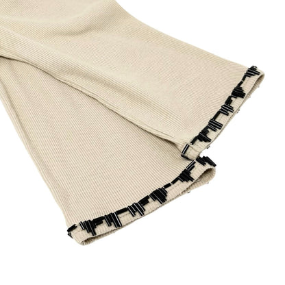 LOUIS VUITTON Vintage Beads Knit Long Sleeve Top T-shirt #XS Beige 901990