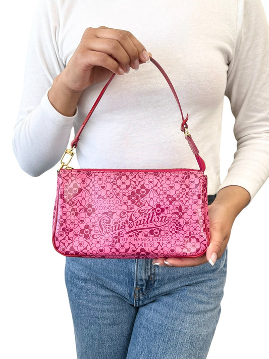 LOUIS VUITTON Vintage Takashi Murakami Cosmic Blossom Shoulder Bag Pink 902352
