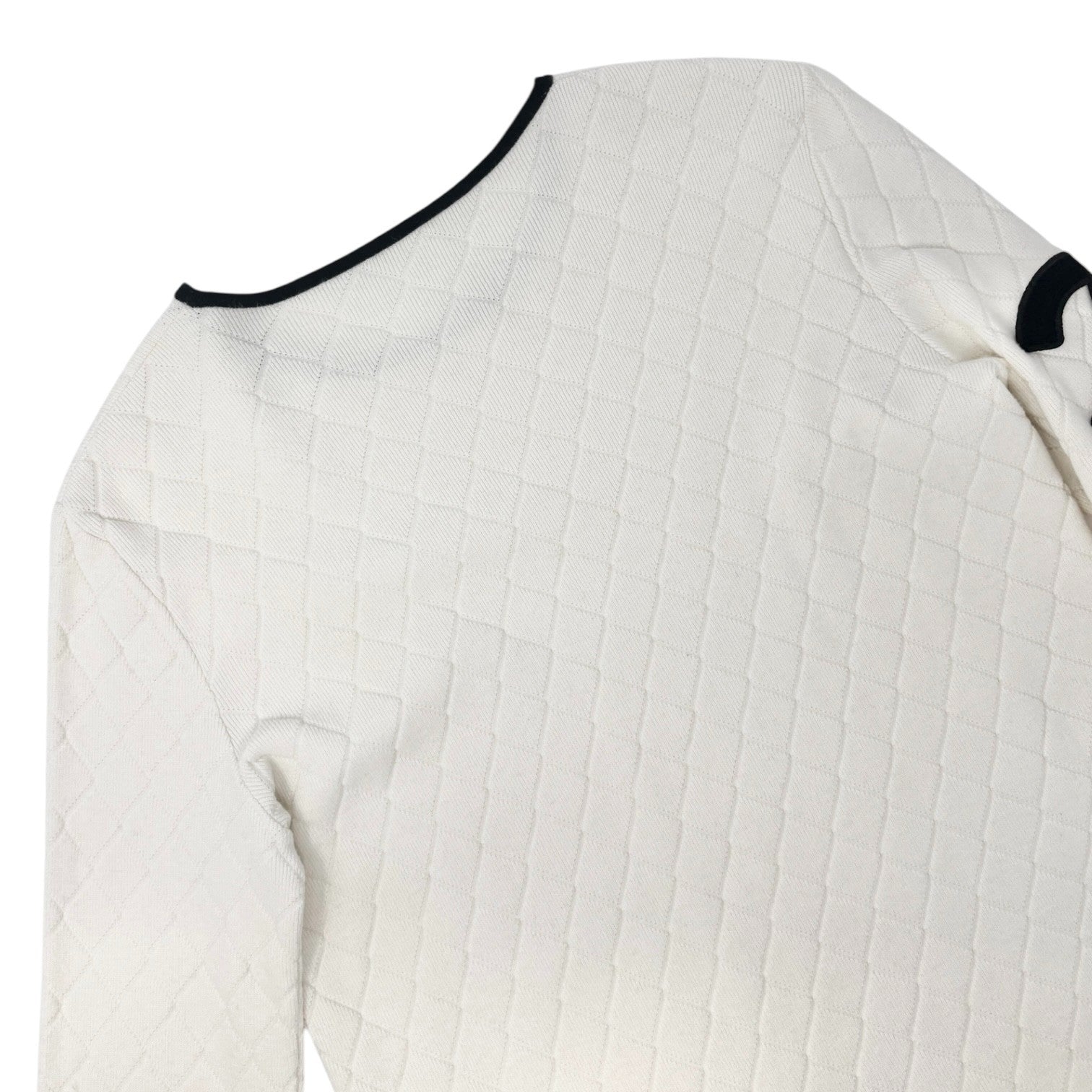 CHANEL Vintage 05A CC Logo Cambon Quilted Cashmere Knit Sweater Top #40 Cream