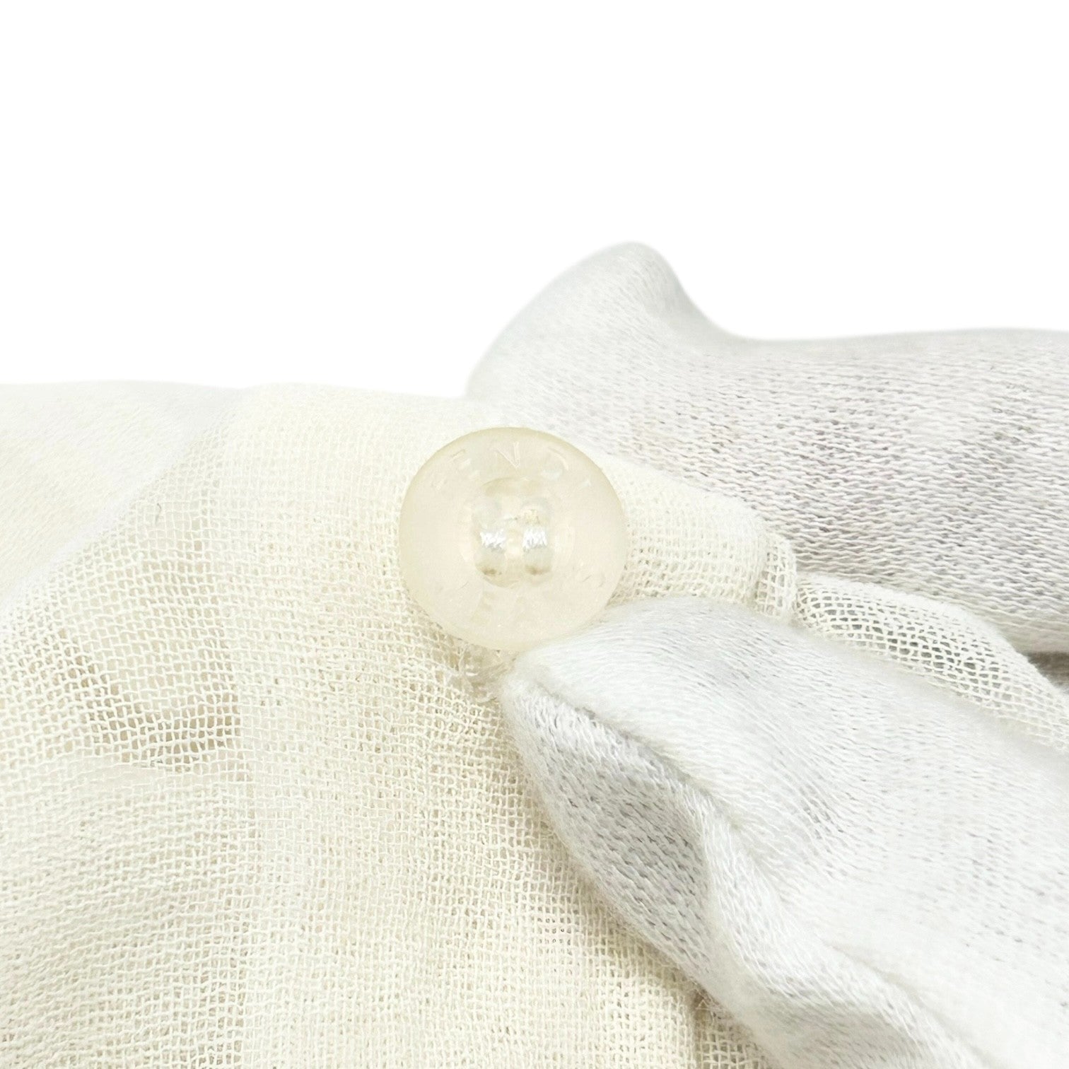 FENDI Vintage Zucca Monogram See-through Top Shirt Blouse #40 Beige White Cotton