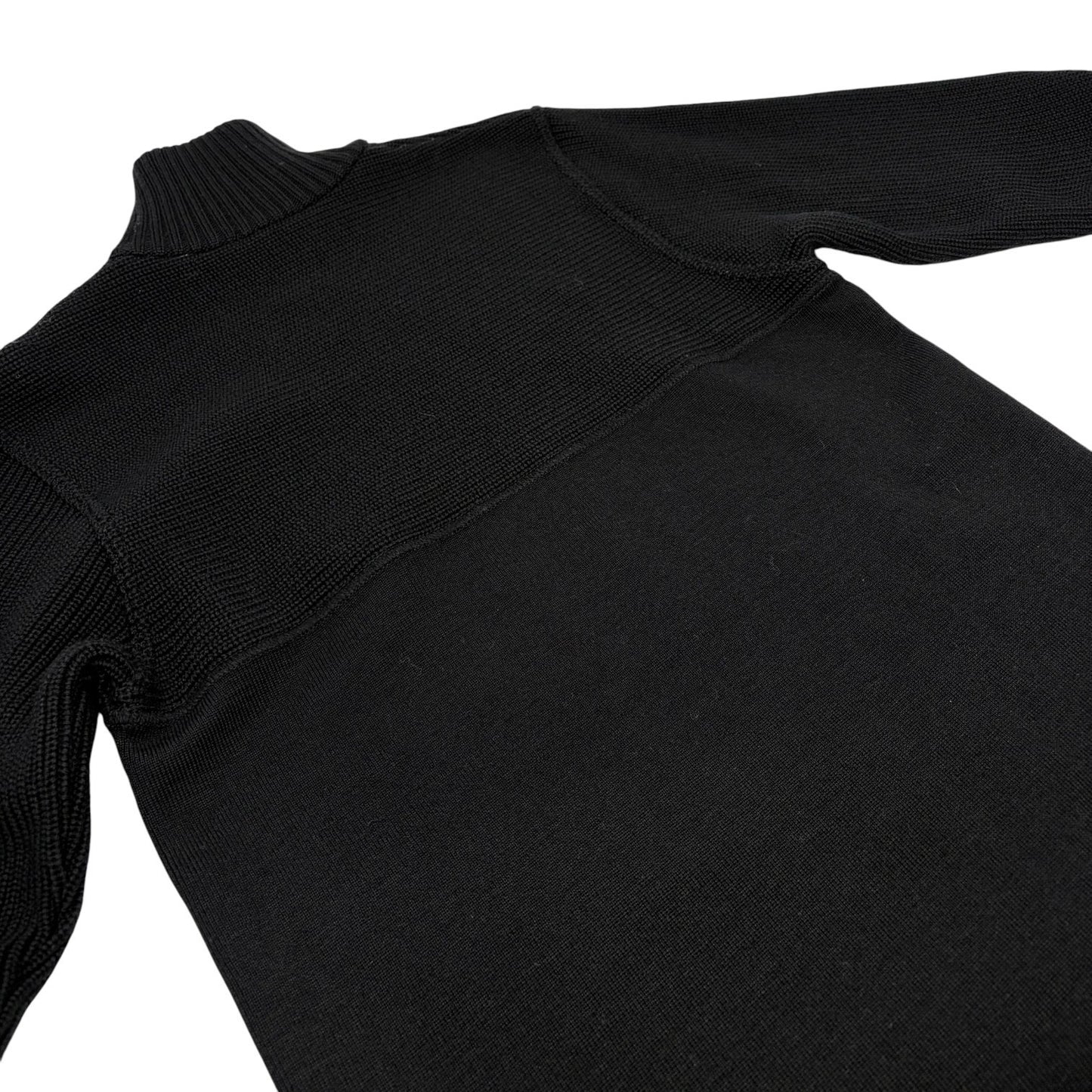 CHANEL Sport Vintage 02A CC Logo Sweater Top #38 Black Wool High Neck 902401