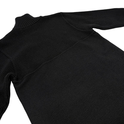 CHANEL Sport Vintage 02A CC Logo Sweater Top #38 Black Wool High Neck 902401