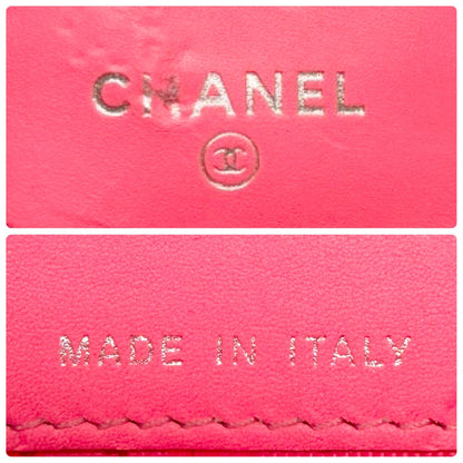 CHANEL Vintage Cambon Line CC Logo Quilted Wallet Black Pink Leather  902229