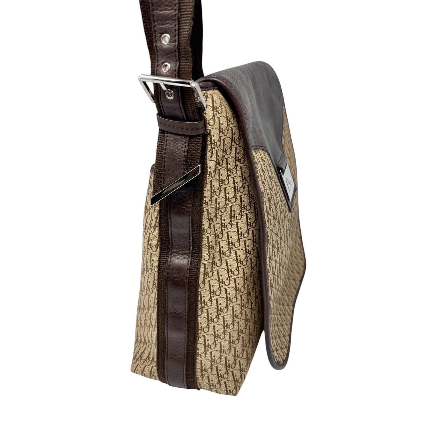 Christian Dior Vintage 2005 Street Chic Trotter Monogram Crossbody Bag Brown