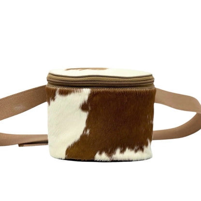miu miu Vintage Logo Pony Calf Hair Cowhide Fanny Belt Bag Brown White 902807