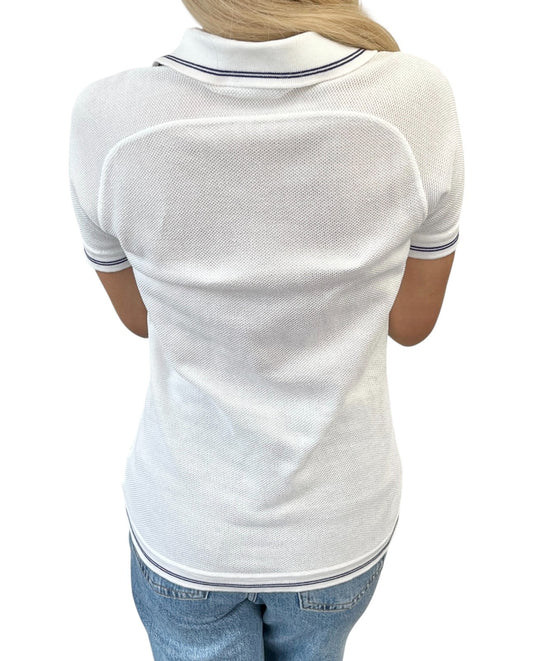 CHANEL Sport Vintage 05P CC Tennis Racket Polo T-shirt Top #42 White Cotton
