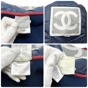 CHANEL Sport Vintage 08C CC Logo Boa Jacket Hoodie #36 Ivory Red Acrylic RankAB
