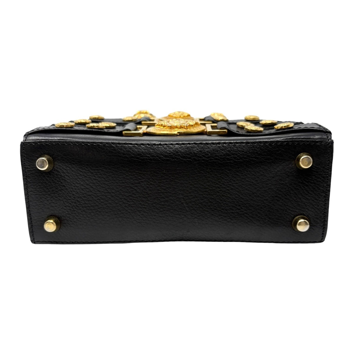 GIANNI VERSACE Vintage Medusa 2way Crossbody Mini Bag Black Gold Leather 902454