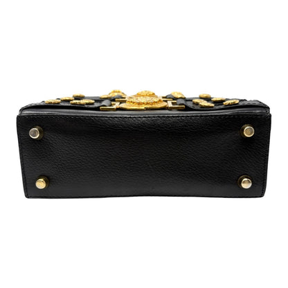 GIANNI VERSACE Vintage Medusa 2way Crossbody Mini Bag Black Gold Leather 902454