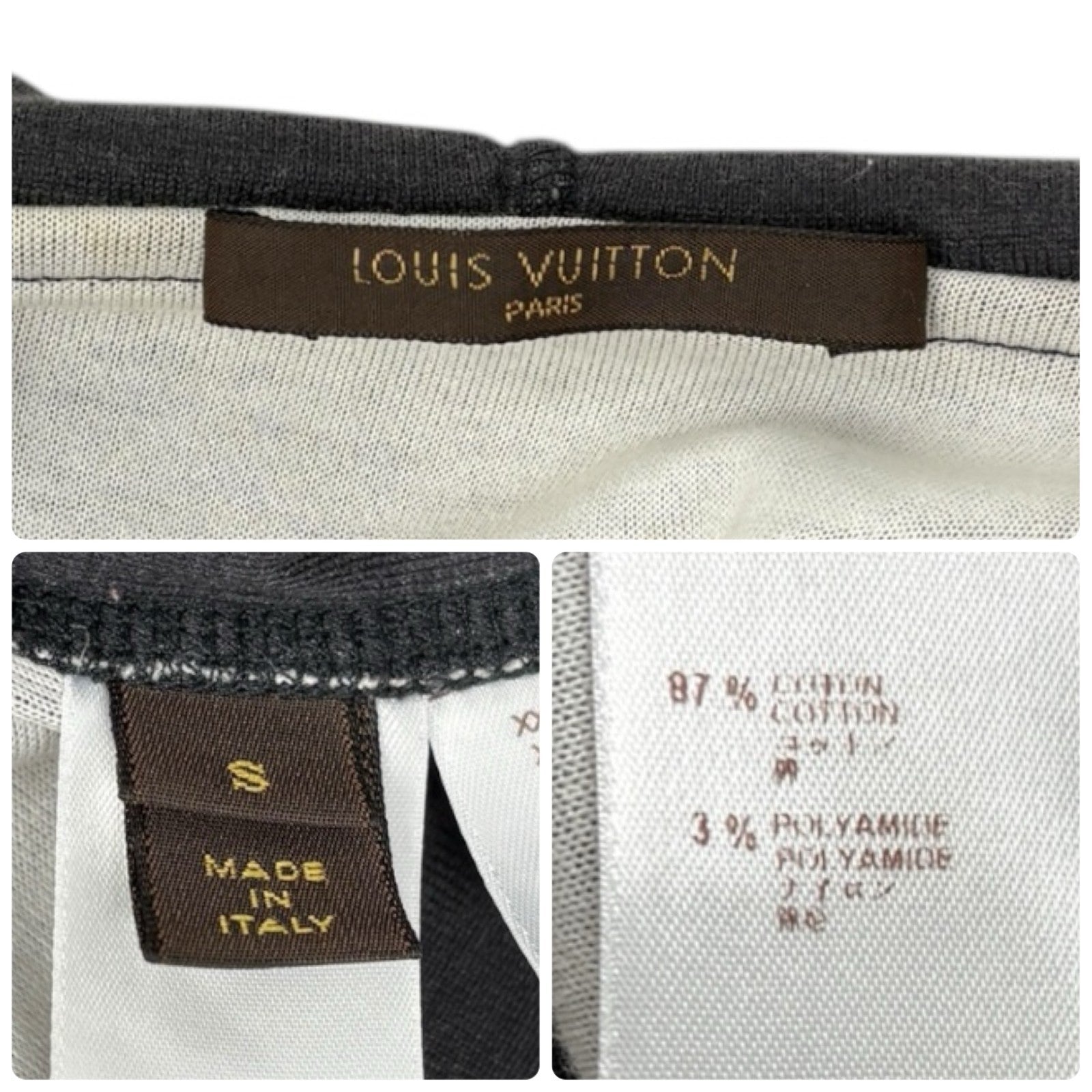 LOUIS VUITTON Vintage LV Logo Full Zip Up Hoodie Jacket Top #S Black Gray Cotton