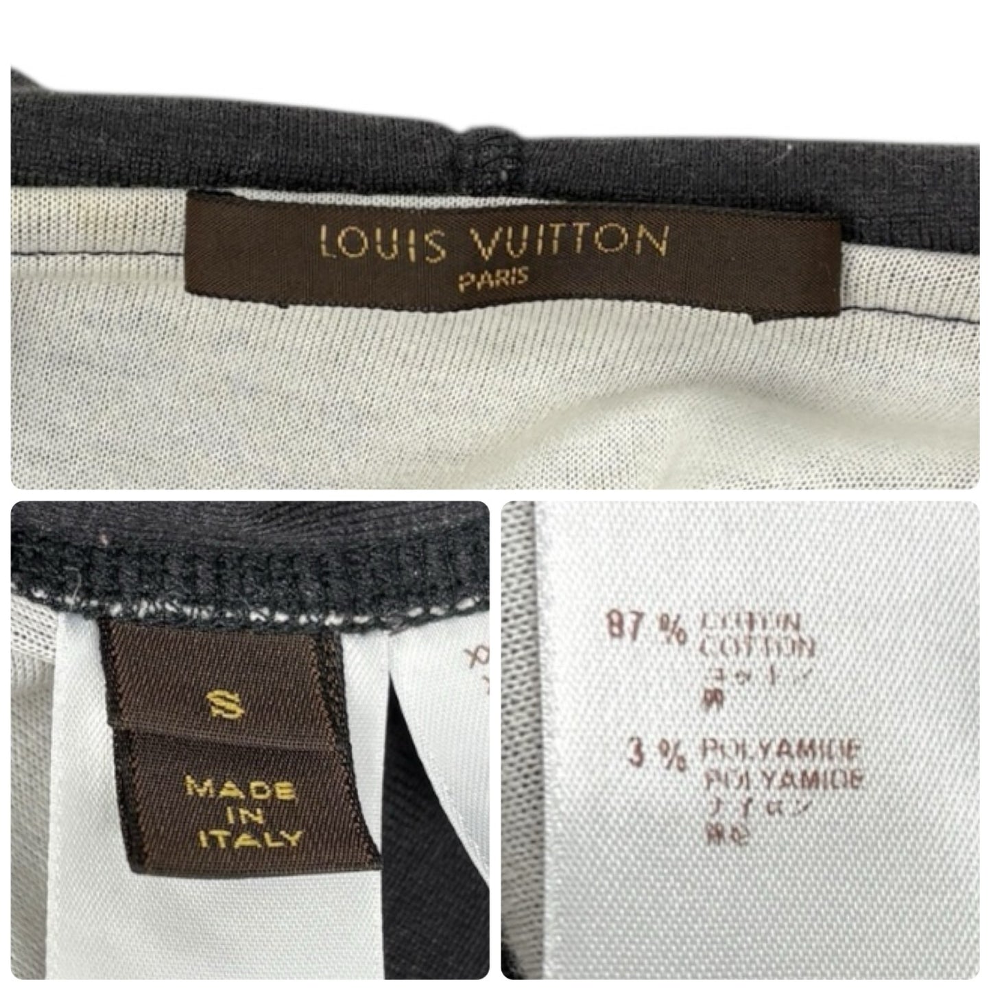 LOUIS VUITTON Vintage LV Logo Full Zip Up Hoodie Jacket Top #S Black Gray Cotton